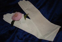 Mid-forearm white ladies' gloves.